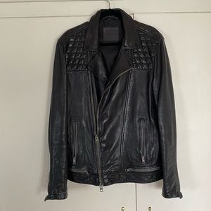 AllSaints Black Leather Conroy Jacket All Saints